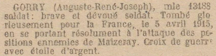 GORRY Auguste MM JO 3 Janvier 1924